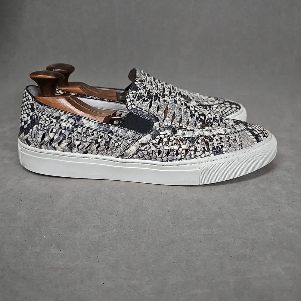 Tory Burch Womens Shoes Sz 10.5 Huarache Weave Snakeskin Leather Slip On Sneaker - Picture 8 of 11